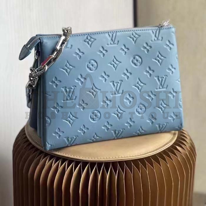 L0vis Vvtt0n LV Women Coussin PM Handbag Ice Blue Lambskin Cowhide Leather Master Quality