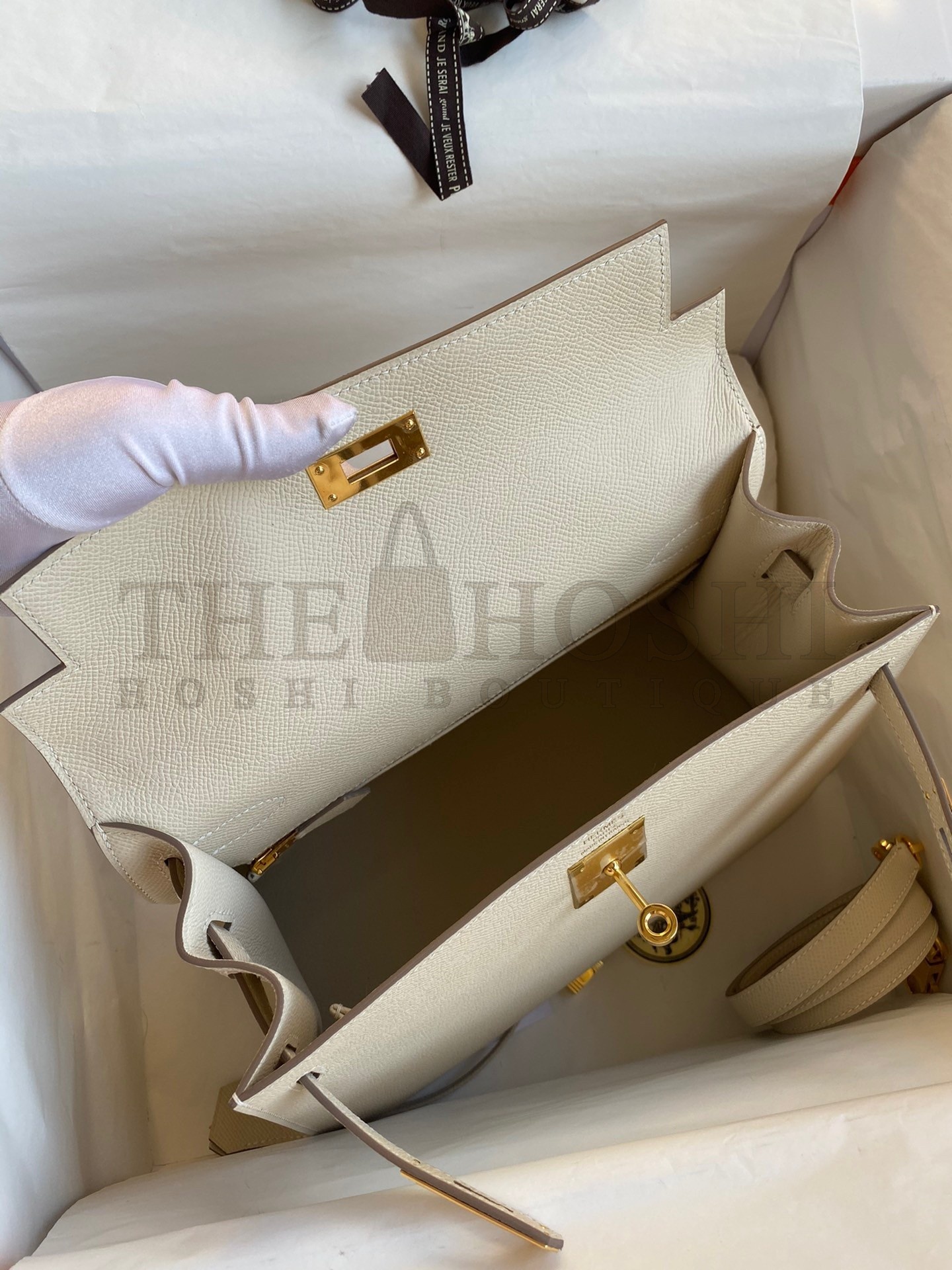 H**me5 Kelly Sellier 28 Handmade Bag In Craie Epsom Calfskin Master Quality