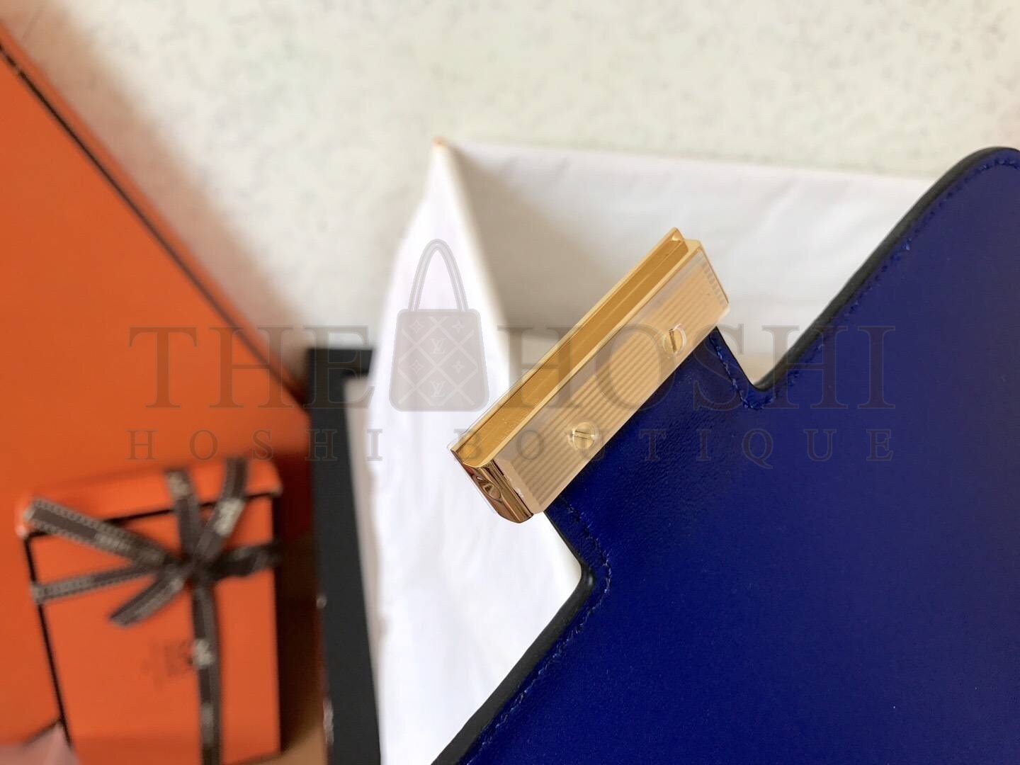 H**me5 Epsom Constance 24cm Blue Electric Handmade Bag Master Quality