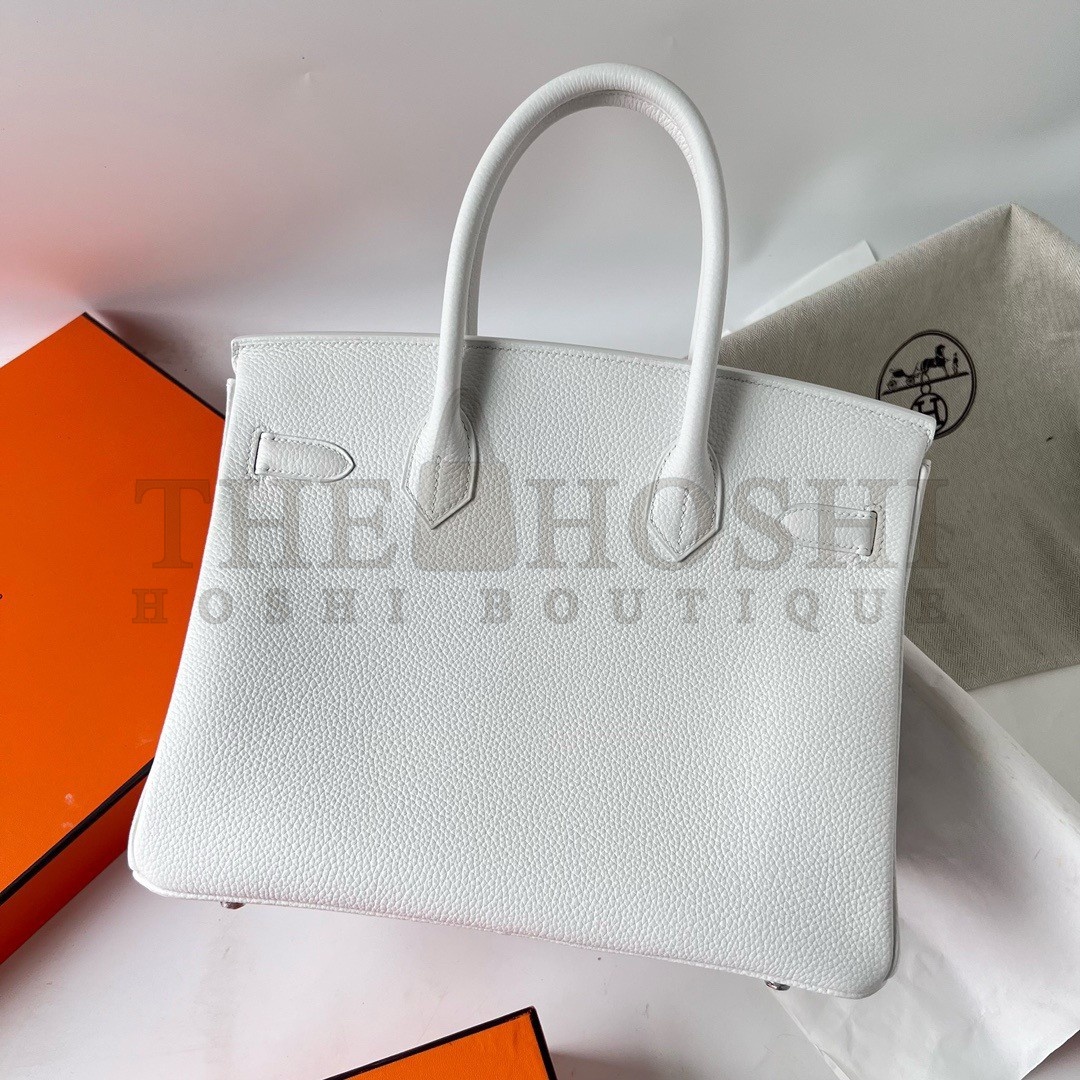 H**me5 Birkin 30 Retourne Handmade Bag In White Clemence Leather Master Quality