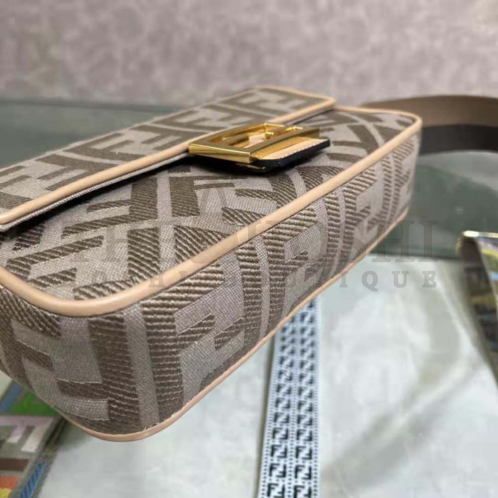 F**di Women Lconic Medium Baguette Gray FF Canvas Bag Master Quality