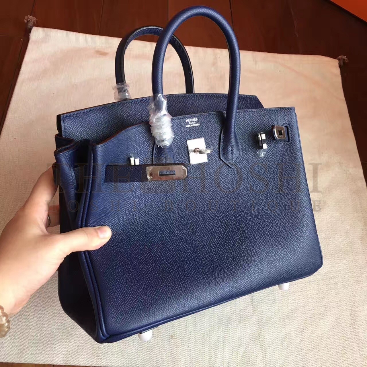 H**me5 Sapphire Birkin 25cm Epsom Handmade Bag Master Quality