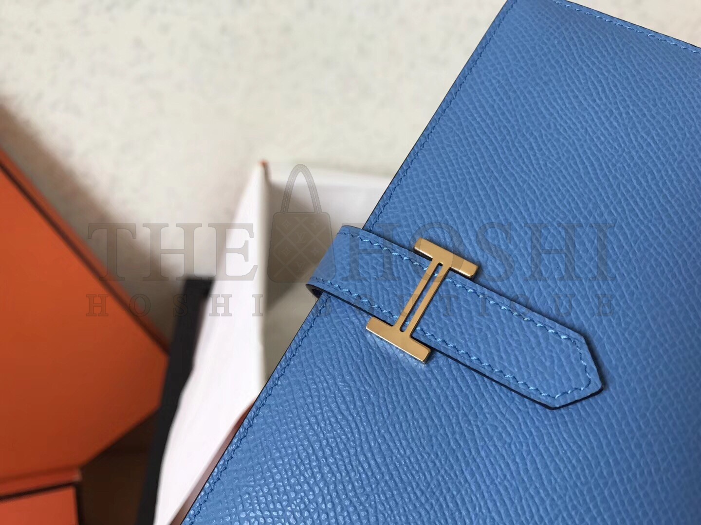 H**me5 Blue Jean Epsom Bearn Gusset Wallet Master Quality