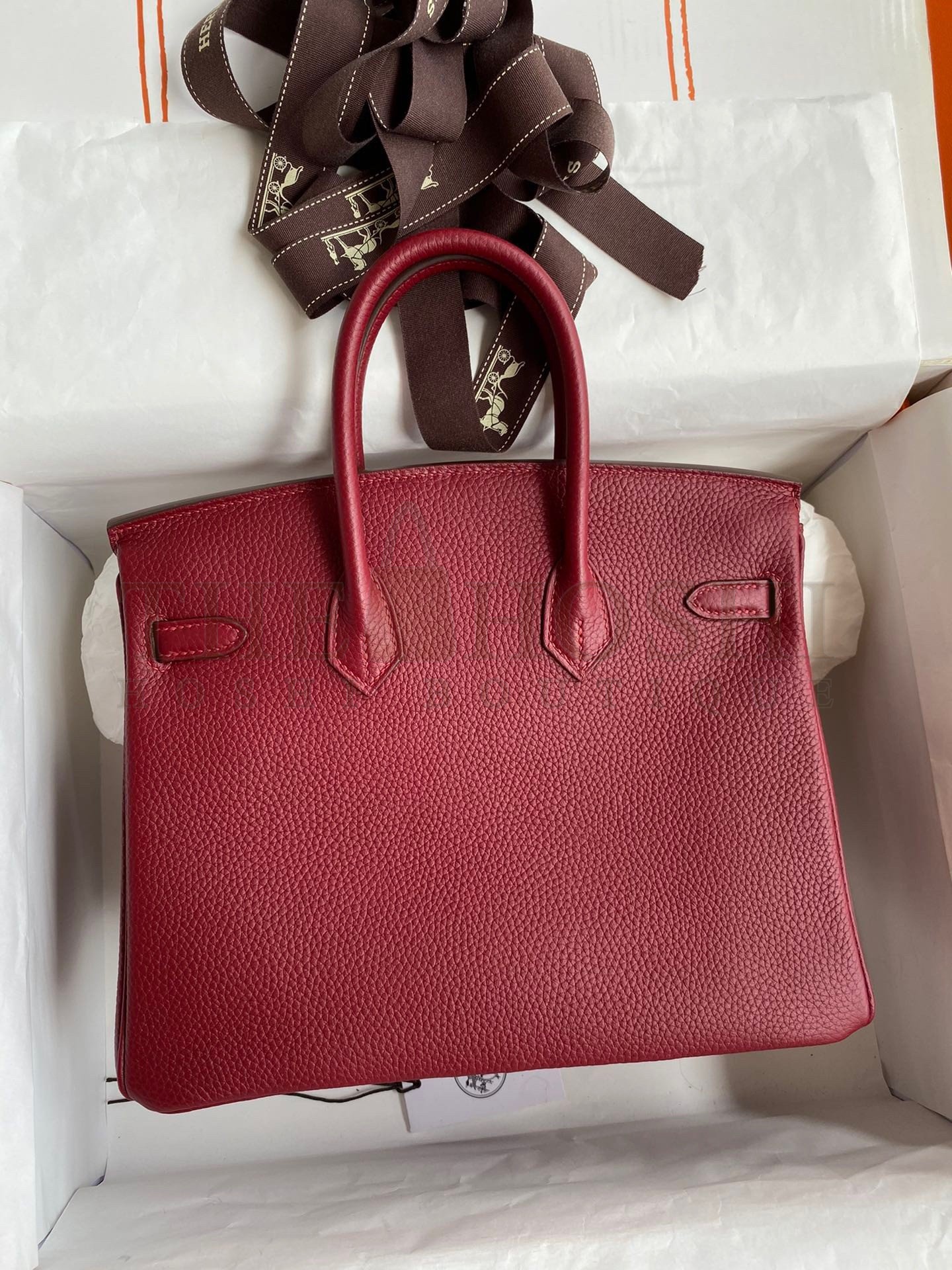 H**me5 Birkin 25 Retourne Handmade Bag In Bordeaux Clemence Leather Master Quality