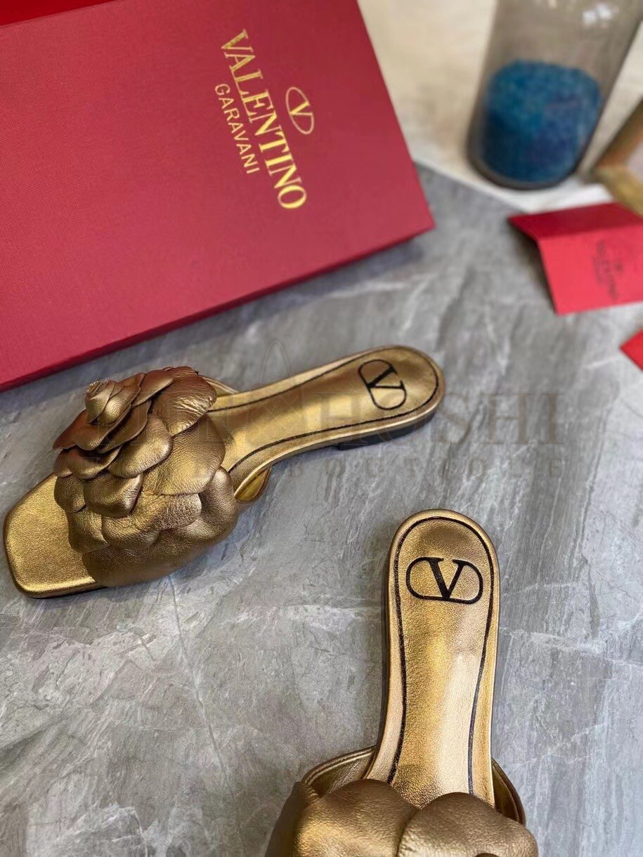 Va1e*ntin0 Atelier Shoes 03 Rose Edition Slides Sandals Gold Master Quality