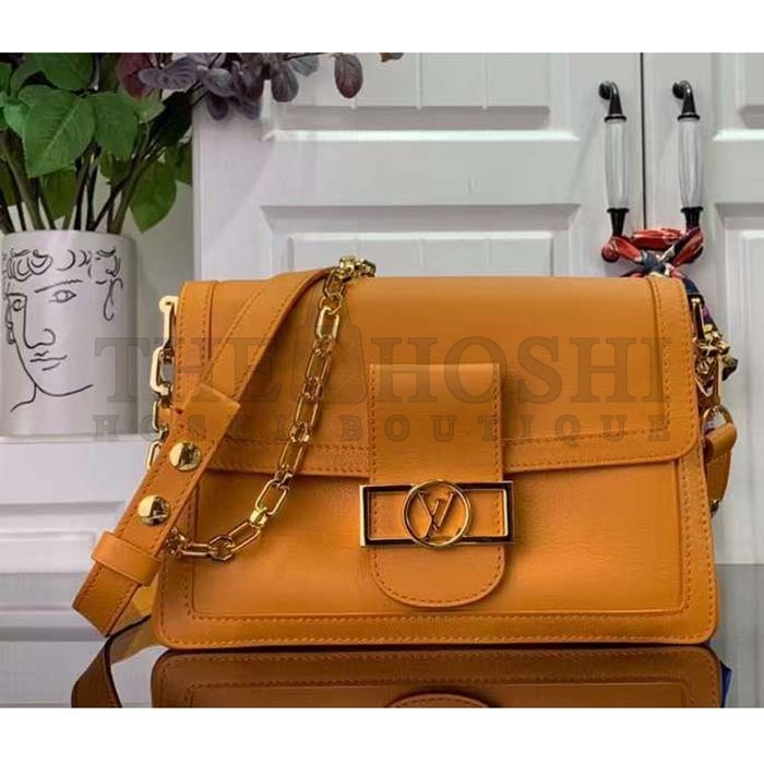 L0vis Vvtt0n LV Women Dauphine Soft MM Handbag Apricot Calfskin Leather M25048 Master Quality