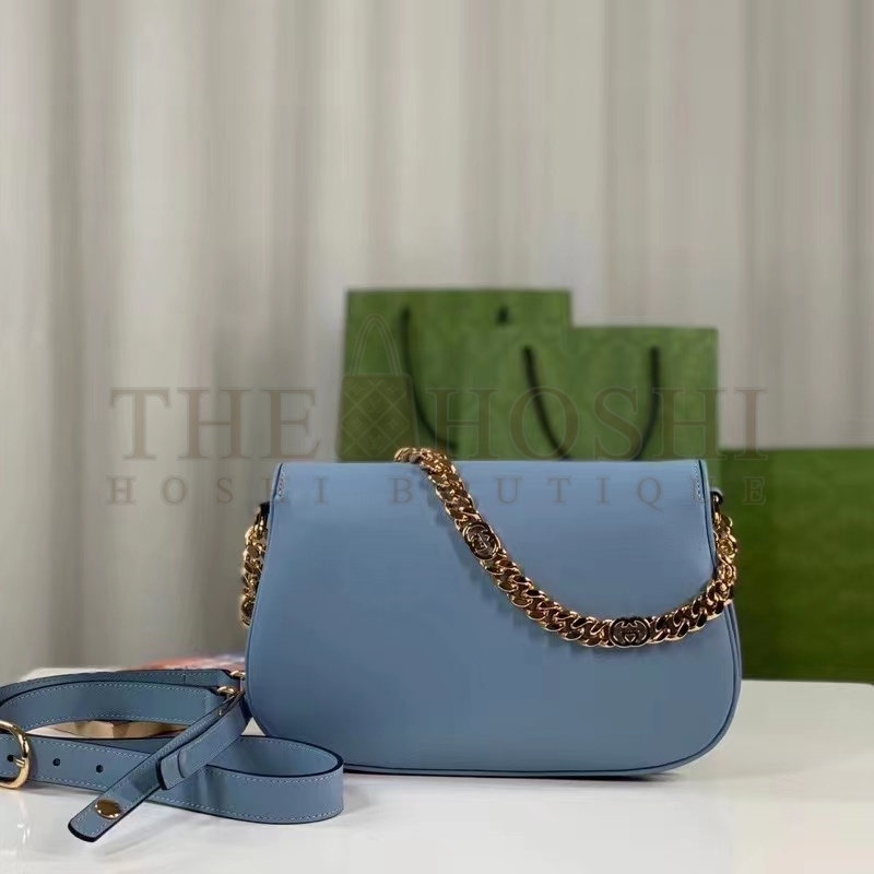 Gvc*1 Women GG Blondie Mini Bag Light Blue Leather Round Interlocking G Master Quality