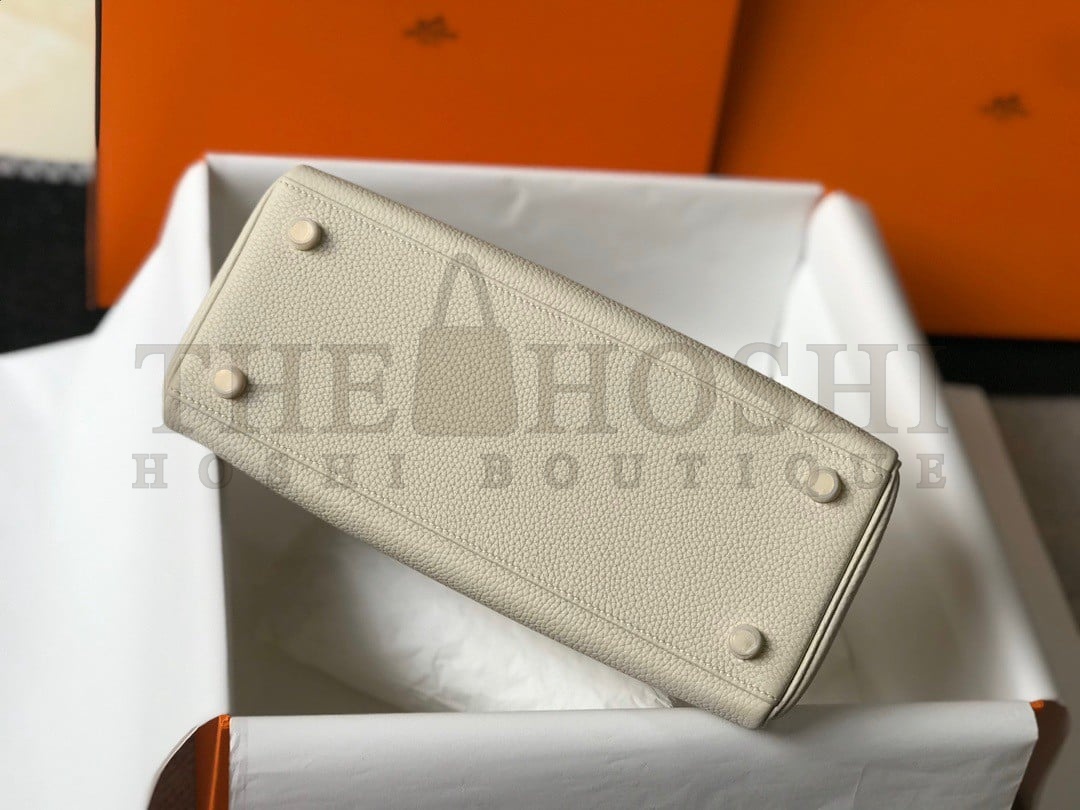 H**me5 Kelly 28cm Retourne Bag in Craie Clemence Leather GHW Master Quality