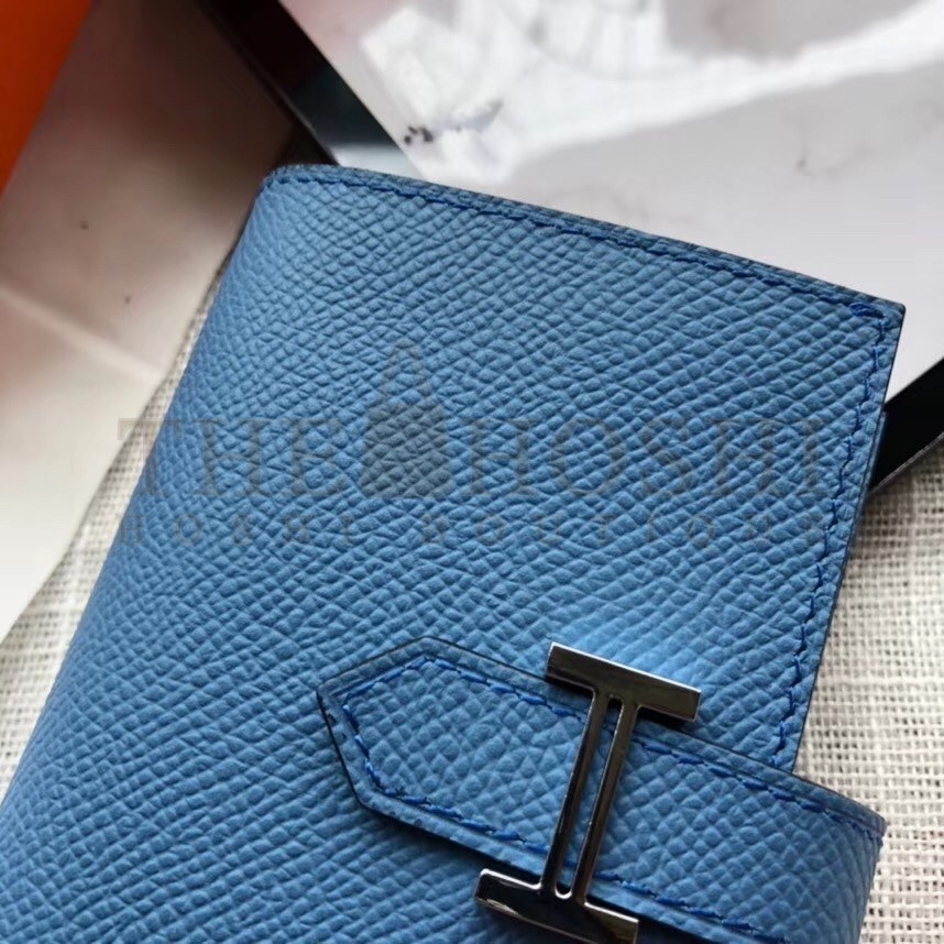 H**me5 Bearn Mini Wallet In Sky Blue Epsom Leather Master Quality