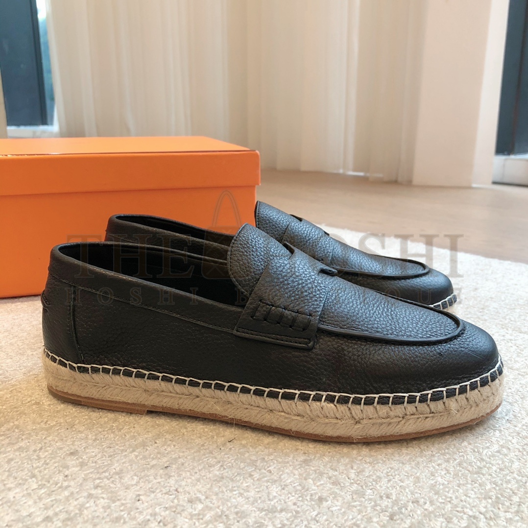 H**me5 Eclair Loafers Black Leather Espadrille Sole 2024 Collection Master Quality