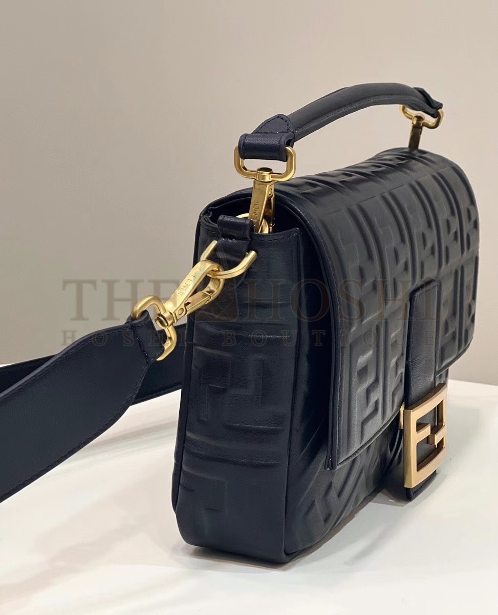 F**di Large Baguette Bag In Black FF Nappa Leather Master Quality