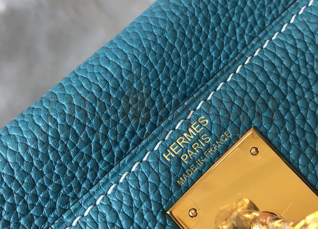 H**me5 Kelly 28cm Retourne Bag in Blue Jean Clemence Leather GHW Master Quality