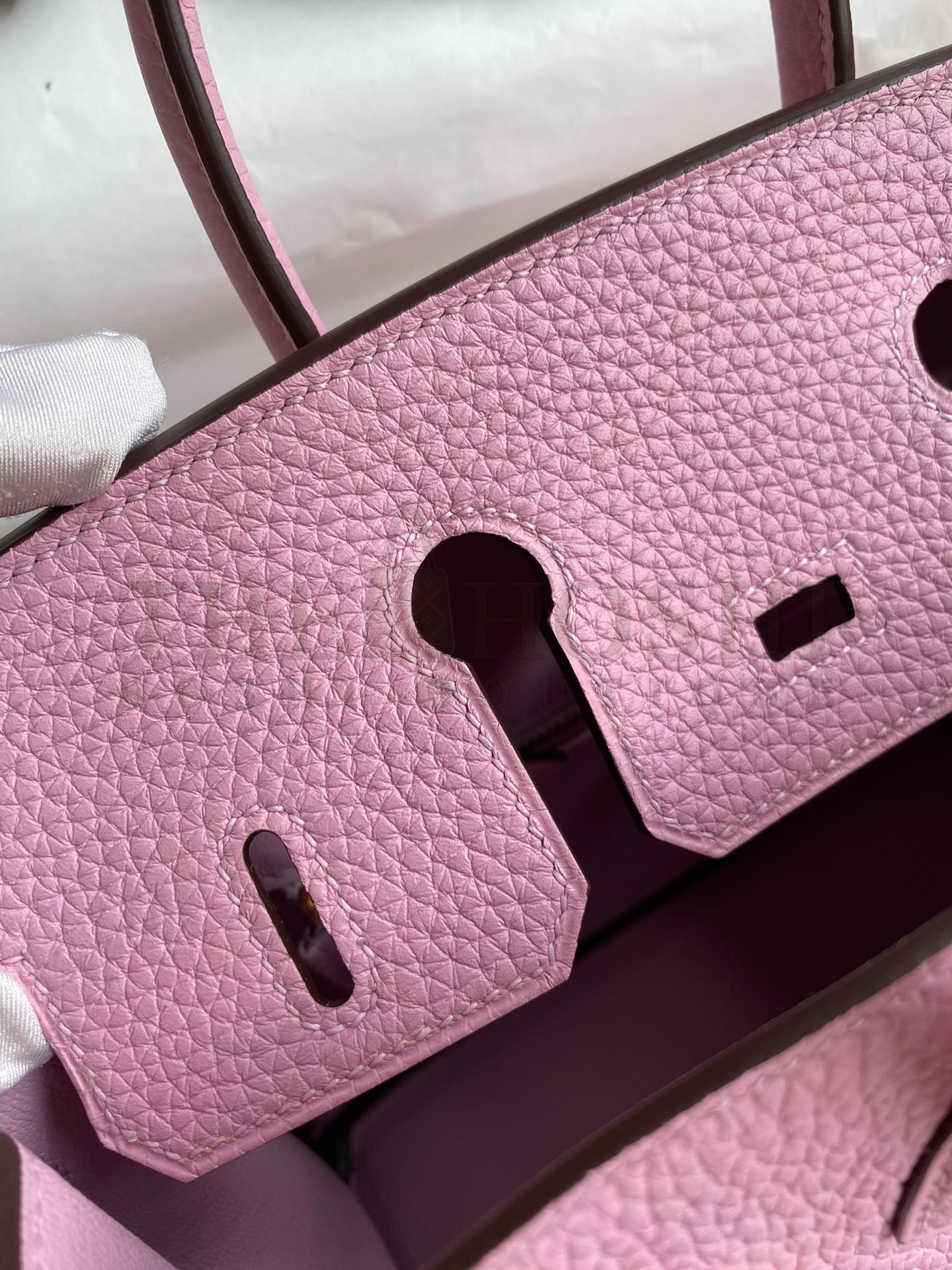 H**me5 Birkin 25 Retourne Handmade Bag In Mauve Sylvestre Clemence Leather Master Quality