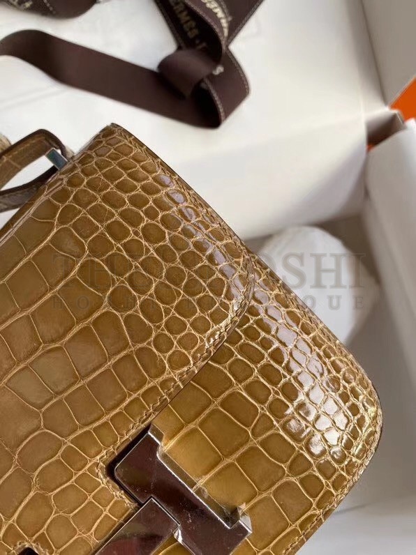 H**me5 Constance 24cm Bag In Light Brown Alligator Crocodile Skin Master Quality