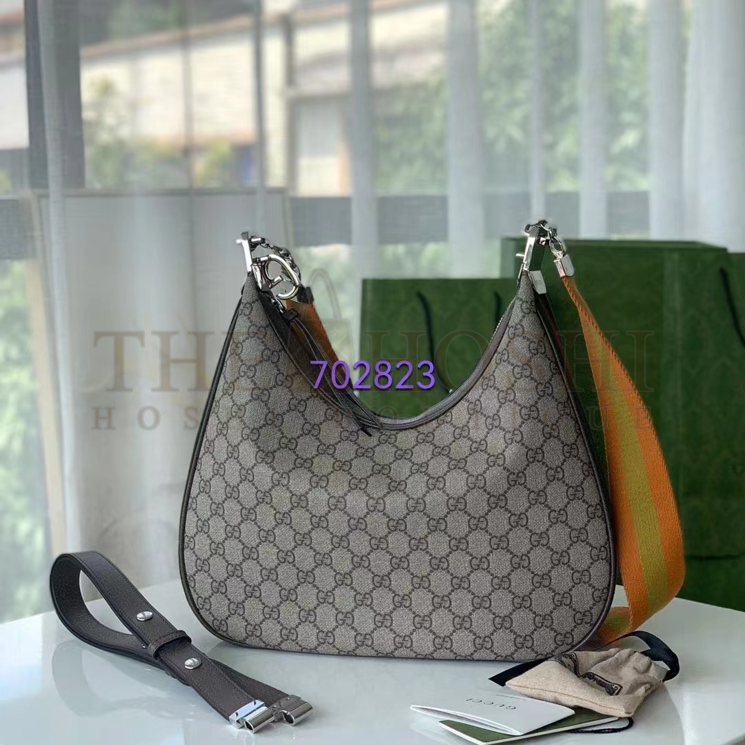 Gvc*1 Women GG Attache Large Shoulder Bag Beige Ebony GG Svp*me Canvas Master Quality