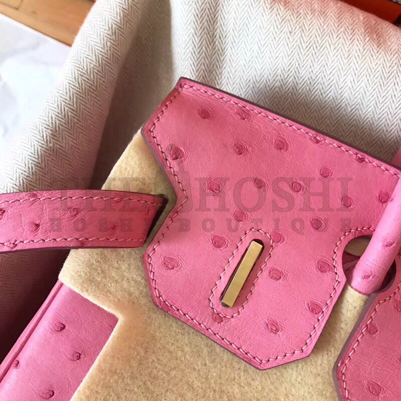 H**me5 Pink Birkin 30cm Ostrich Handmade Bag Master Quality