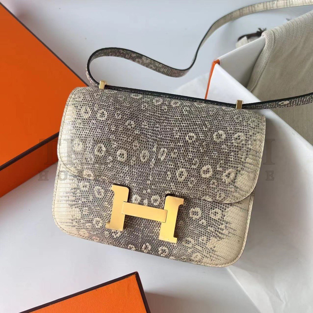 H**me5 Constance 18 Handmade Bag In Natural Lizard Skin Master Quality