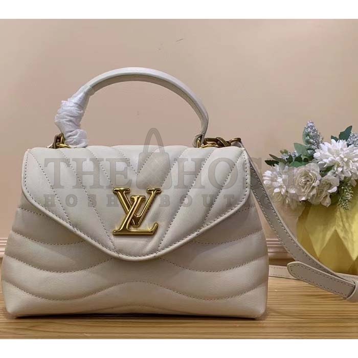L0vis Vvtt0n LV Women Hold Me Top-Handle Bag Beige Smooth Cowhide Leather Master Quality