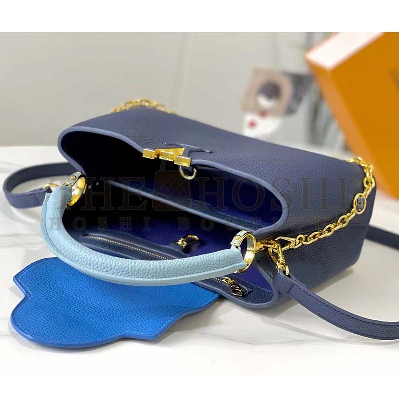 L0vis Vvtt0n LV Women Capucines MM Handbag Navy Blue Taurillon Leather Master Quality
