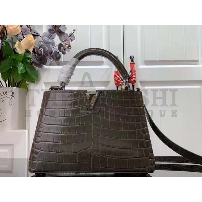 L0vis Vvtt0n LV Women Capucines BB Handbag Grey Crocodilien Brillant Savoir Faire Master Quality