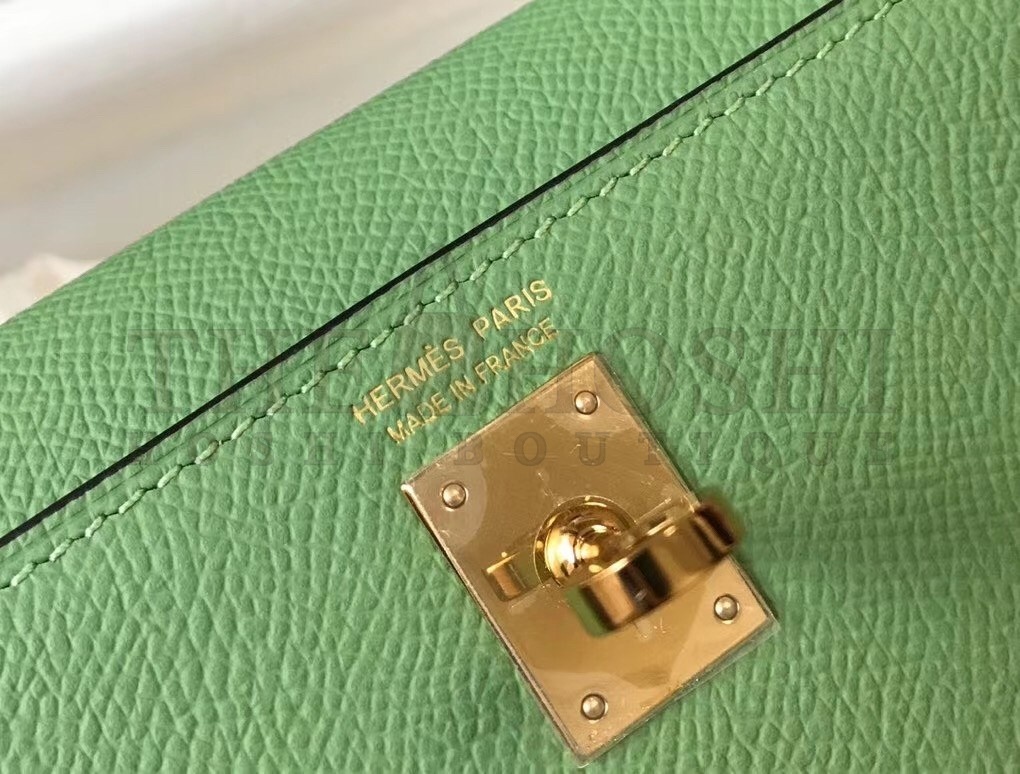 H**me5 Kelly Mini II Bag In Vert Criquet Epsom Leather Master Quality