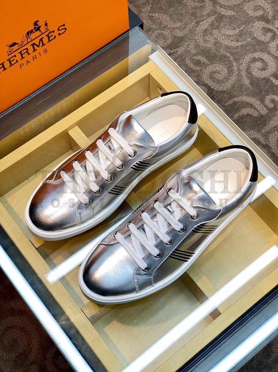 H**me5 Avantage Sneakers In Grey Metallic Leather Master Quality