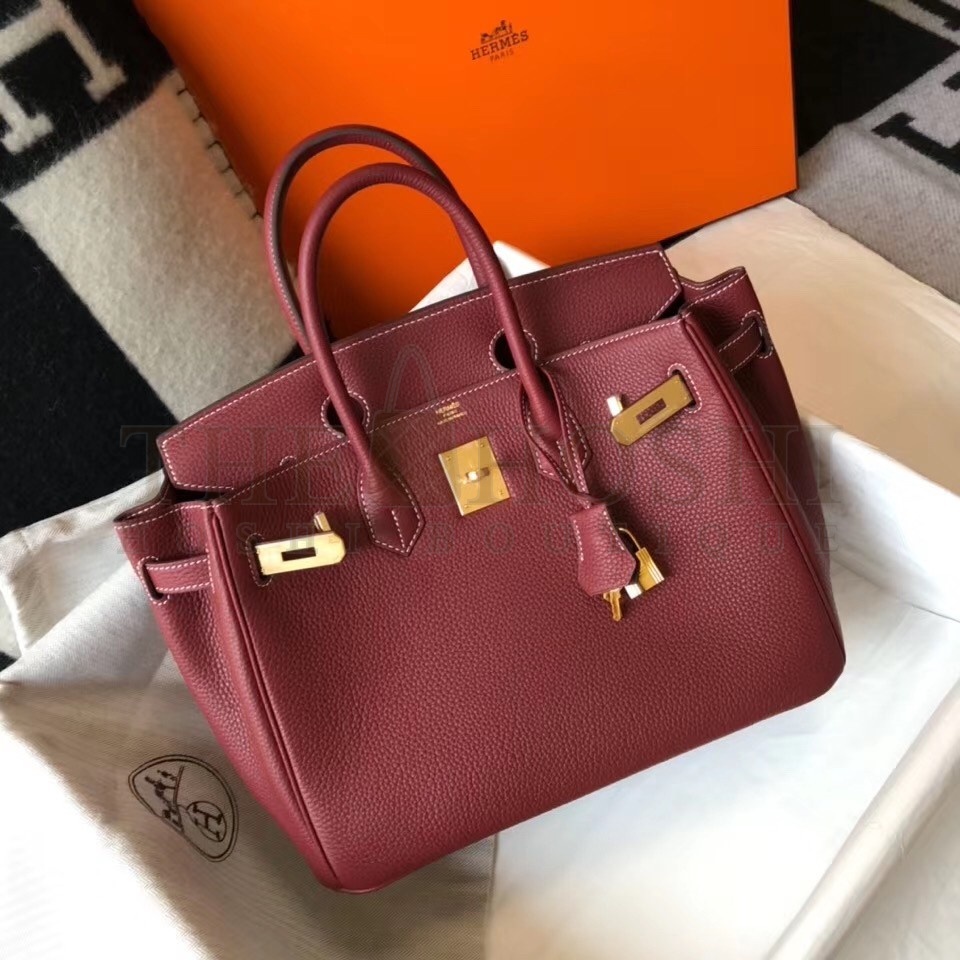 H**me5 Bordeaux Clemence Birkin 30cm Bag Master Quality