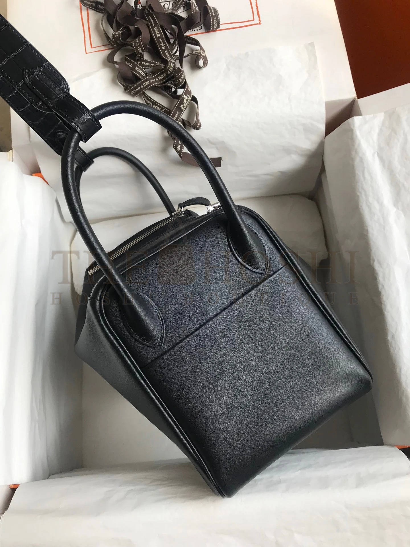 H**me5 Touch Lindy 30 Handmade Bag In Black Swift Calfskin Master Quality