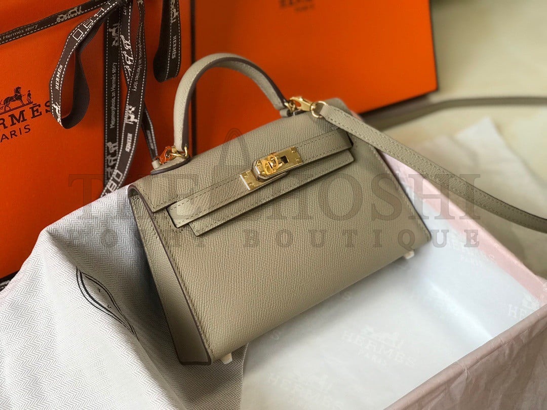 H**me5 Kelly Mini II Sellier Bag In Tourterelle Epsom Leather GHW Master Quality