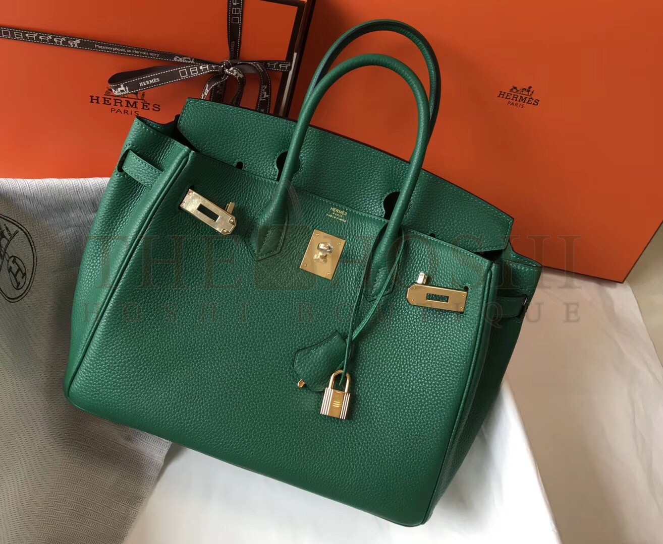 H**me5 Birkin 30 Bag in Vert Vertigo Clemence Leather with GHW Master Quality