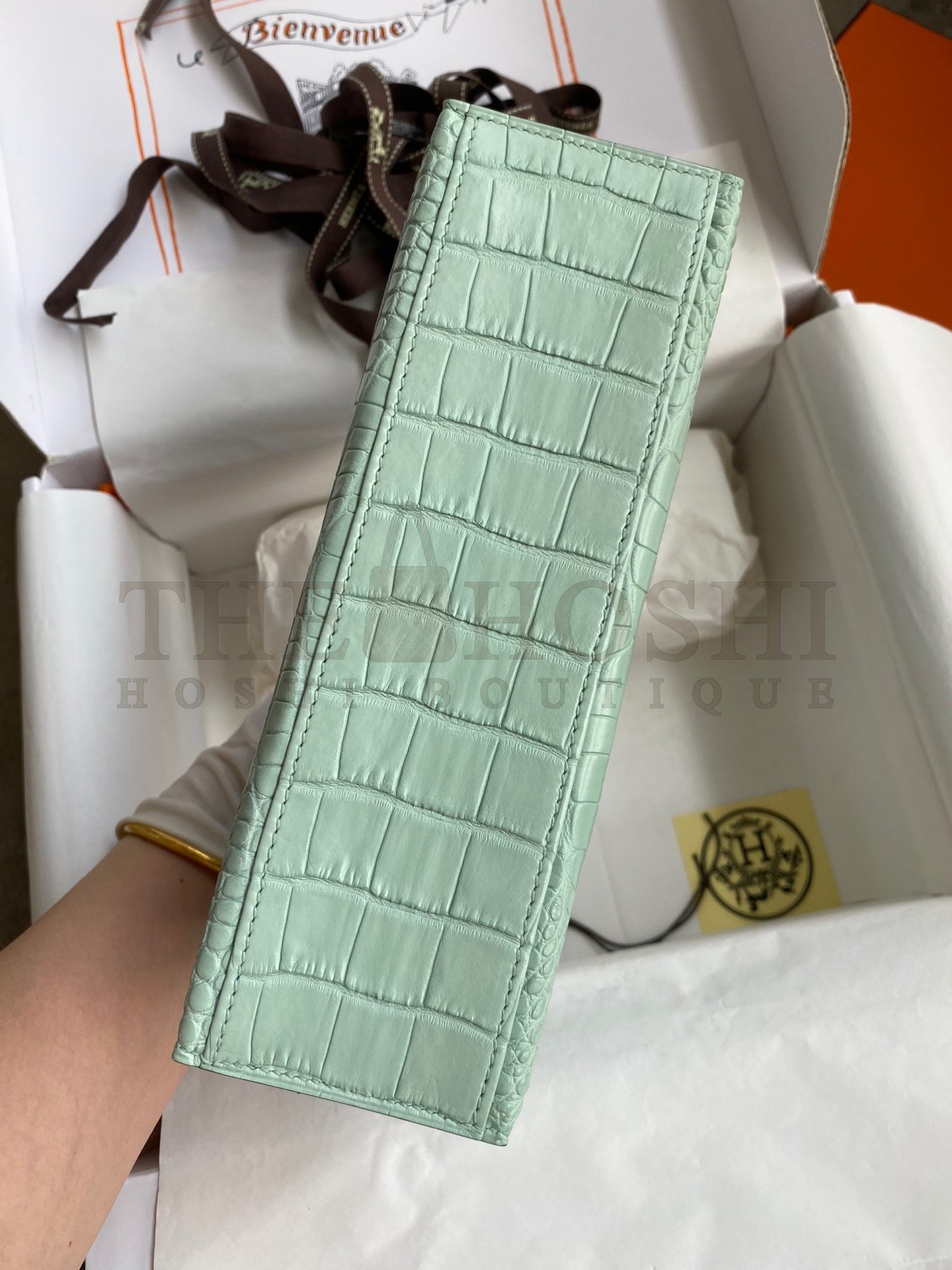 H**me5 Kelly Pochette Handmade Bag In Vert D