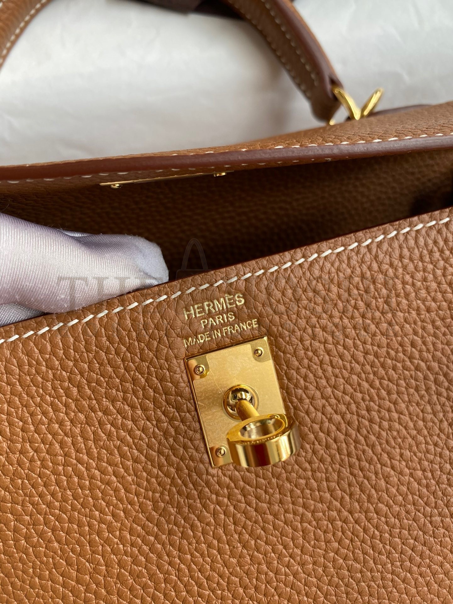 H**me5 Kelly Retourne 25 Handmade Bag In Gold Clemence Leather Master Quality