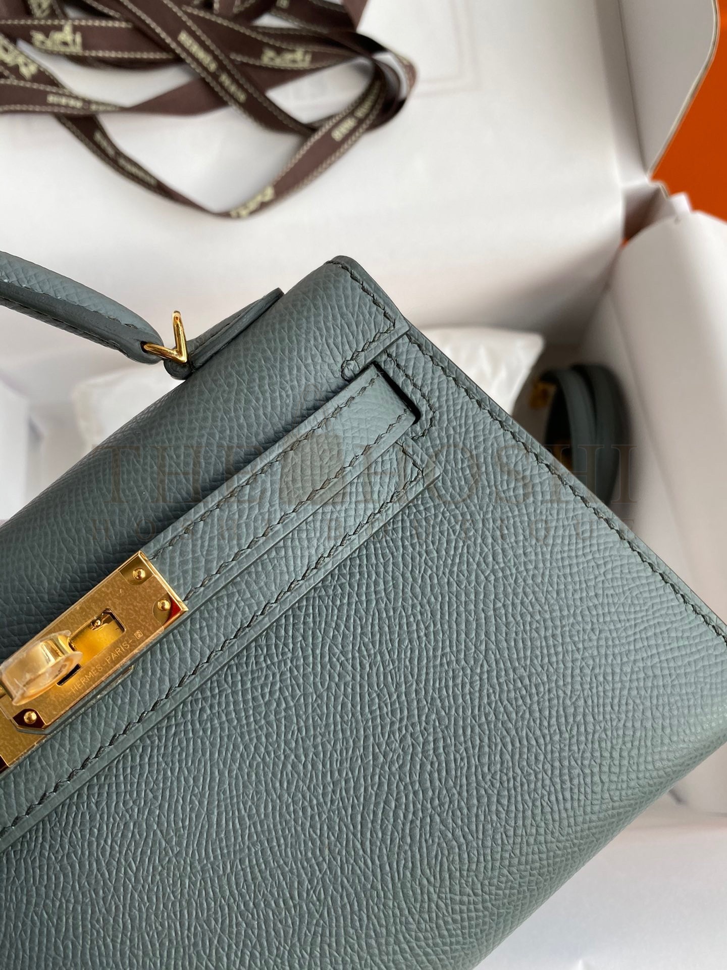 H**me5 Kelly Mini II Sellier Handmade Bag In Vert Amande Epsom Calfskin Master Quality
