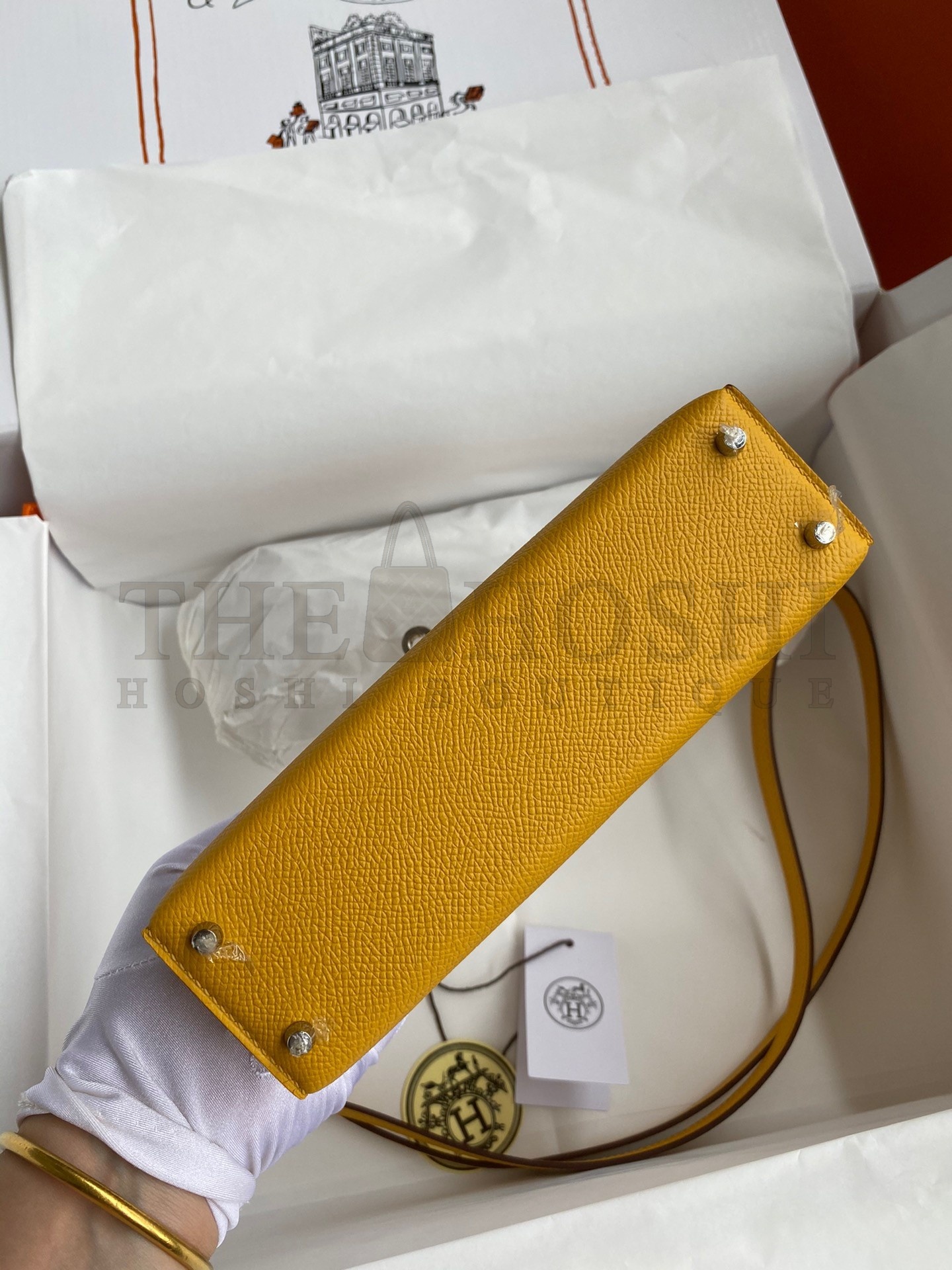 H**me5 Kelly Mini II Sellier Handmade Bag In Jaune Ambre Epsom Calfskin Master Quality