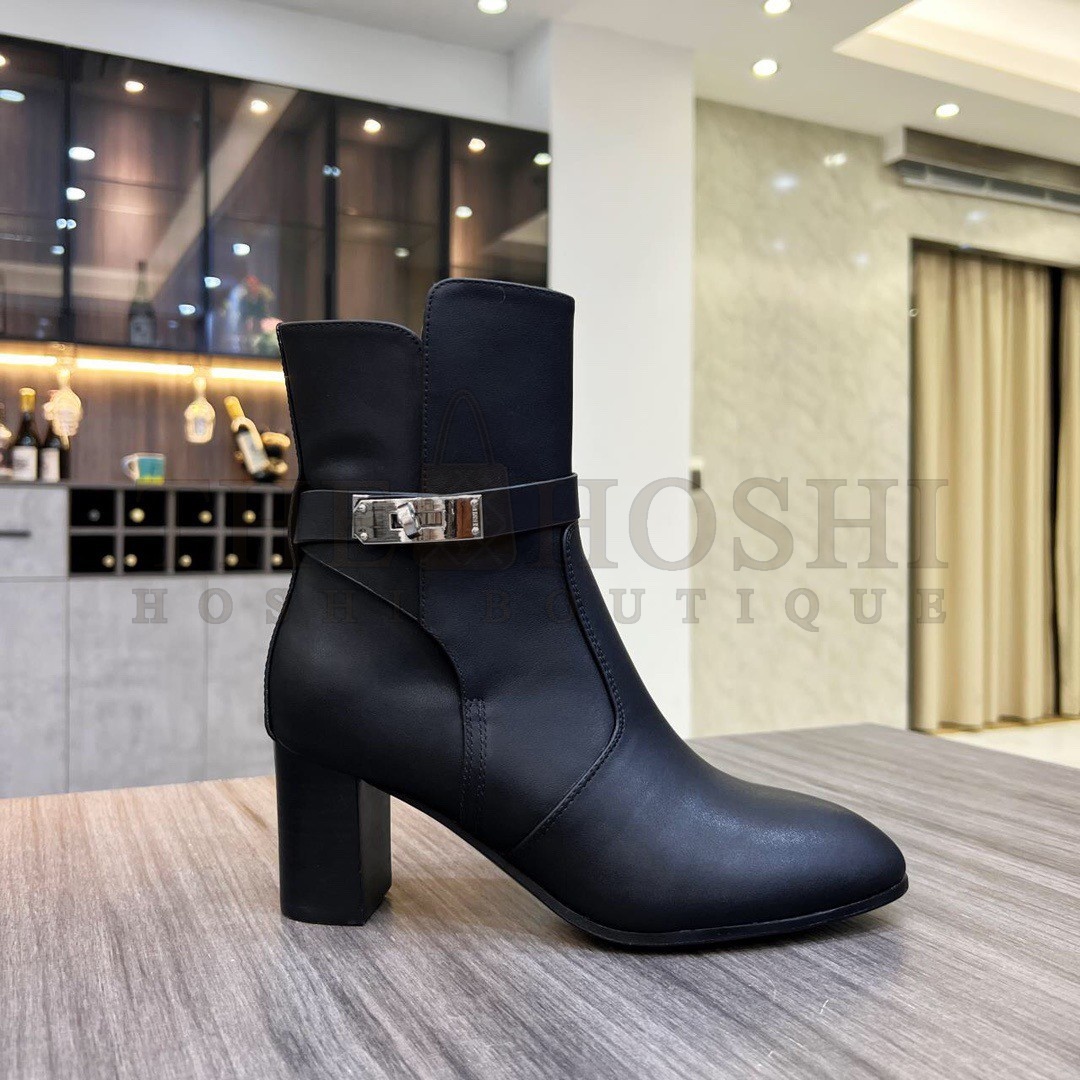 H**me5 Frenchie 50mm Ankle Boots In Black Calfskin Master Quality