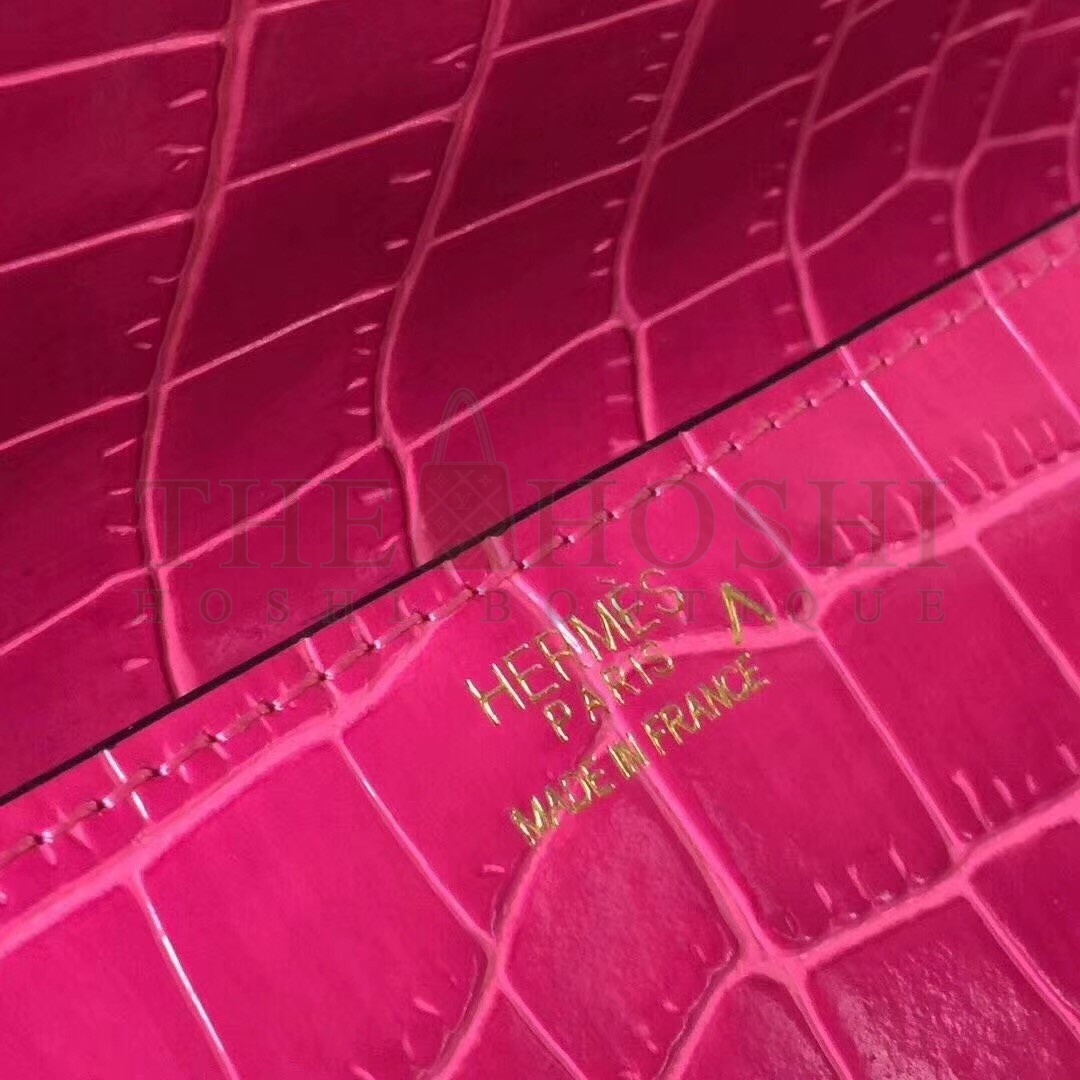 H**me5 Medor Clutch Bag In Rose Red Crocodile Leather Master Quality