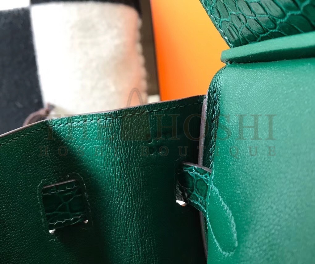 H**me5 Birkin 30cm Bag In Green Embossed Crocodile Leather Master Quality