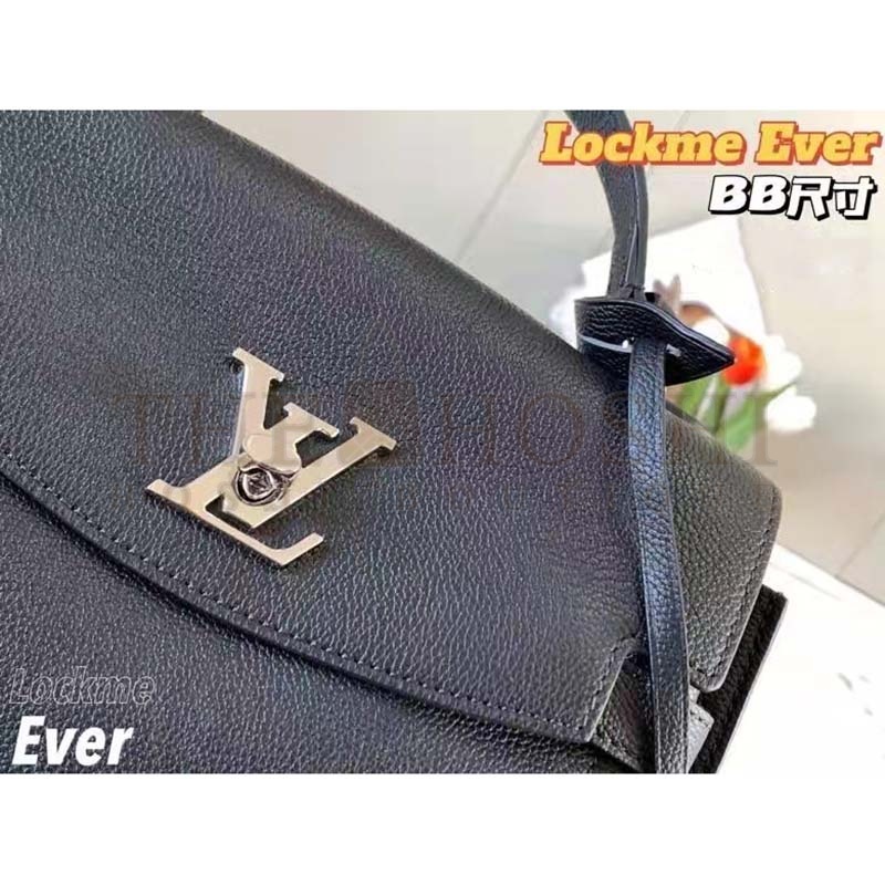 L0vis Vvtt0n LV Women Lockme Ever BB Handbag Black Soft Calfskin Master Quality