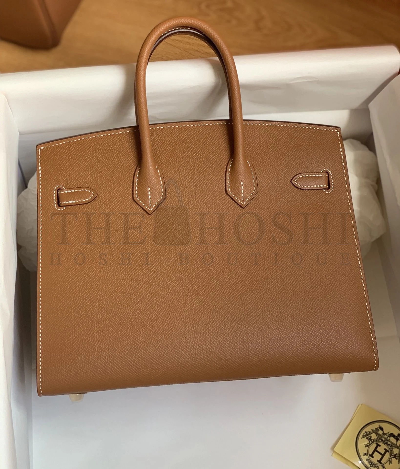 H**me5 Birkin 25 Sellier Handmade Bag In Gold Epsom Calfskin Master Quality