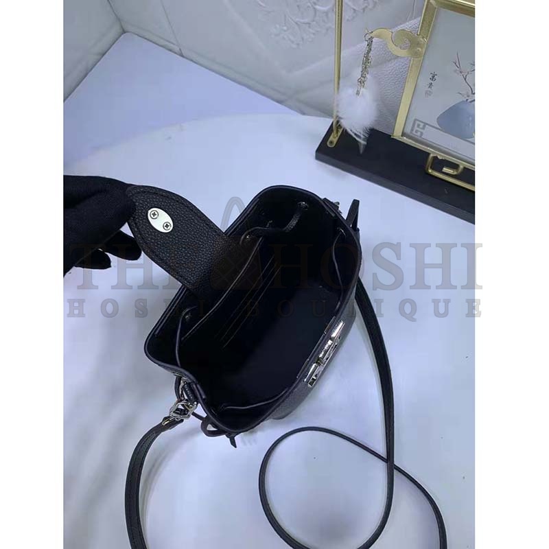 L0vis Vvtt0n LV Women Nano Lockme Bucket Bag Black Grained Calf Leather Master Quality