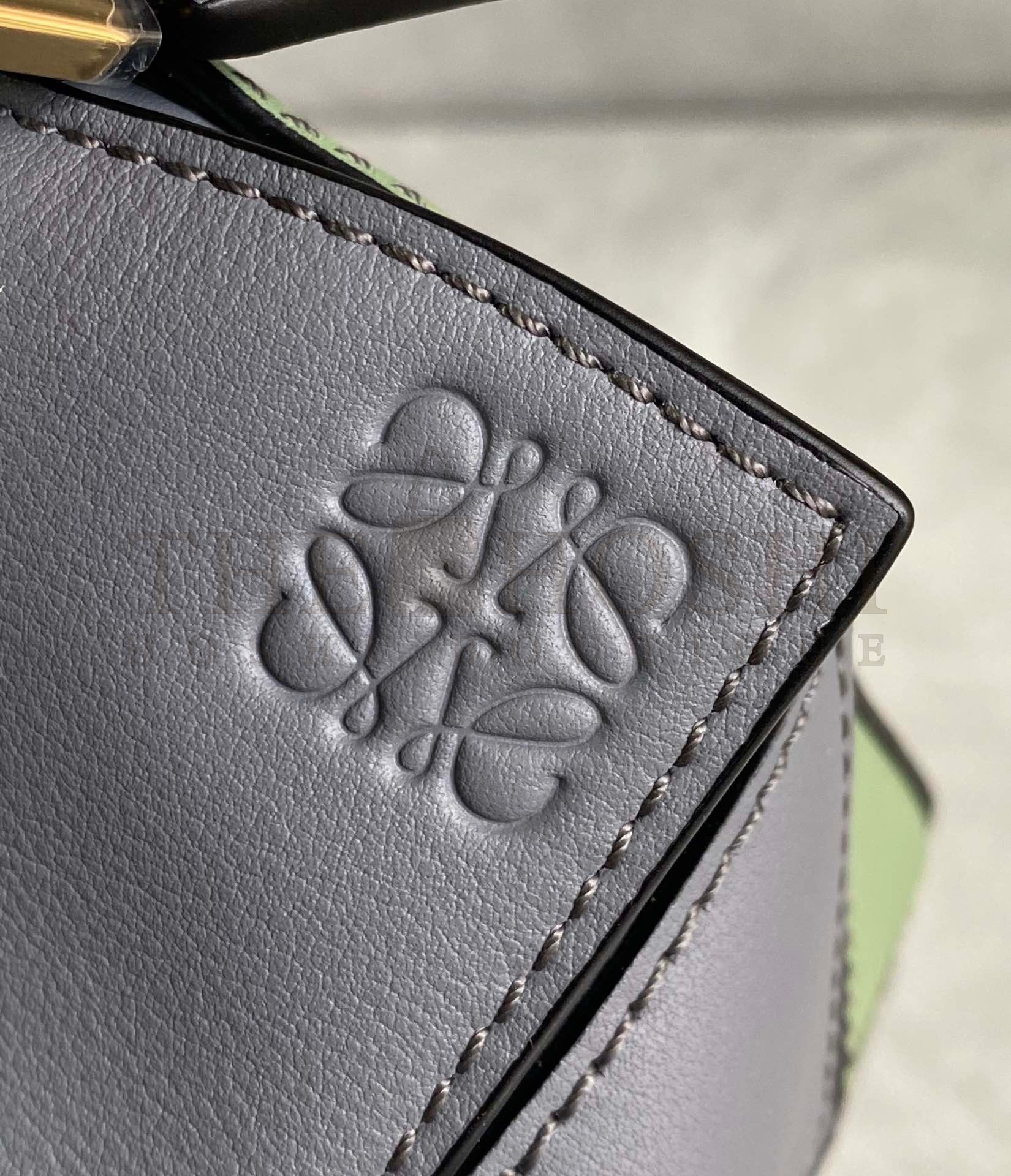 L0ew* Puzzle Mini Bag In Asphalt Grey/Nude/Green Calfskin Master Quality