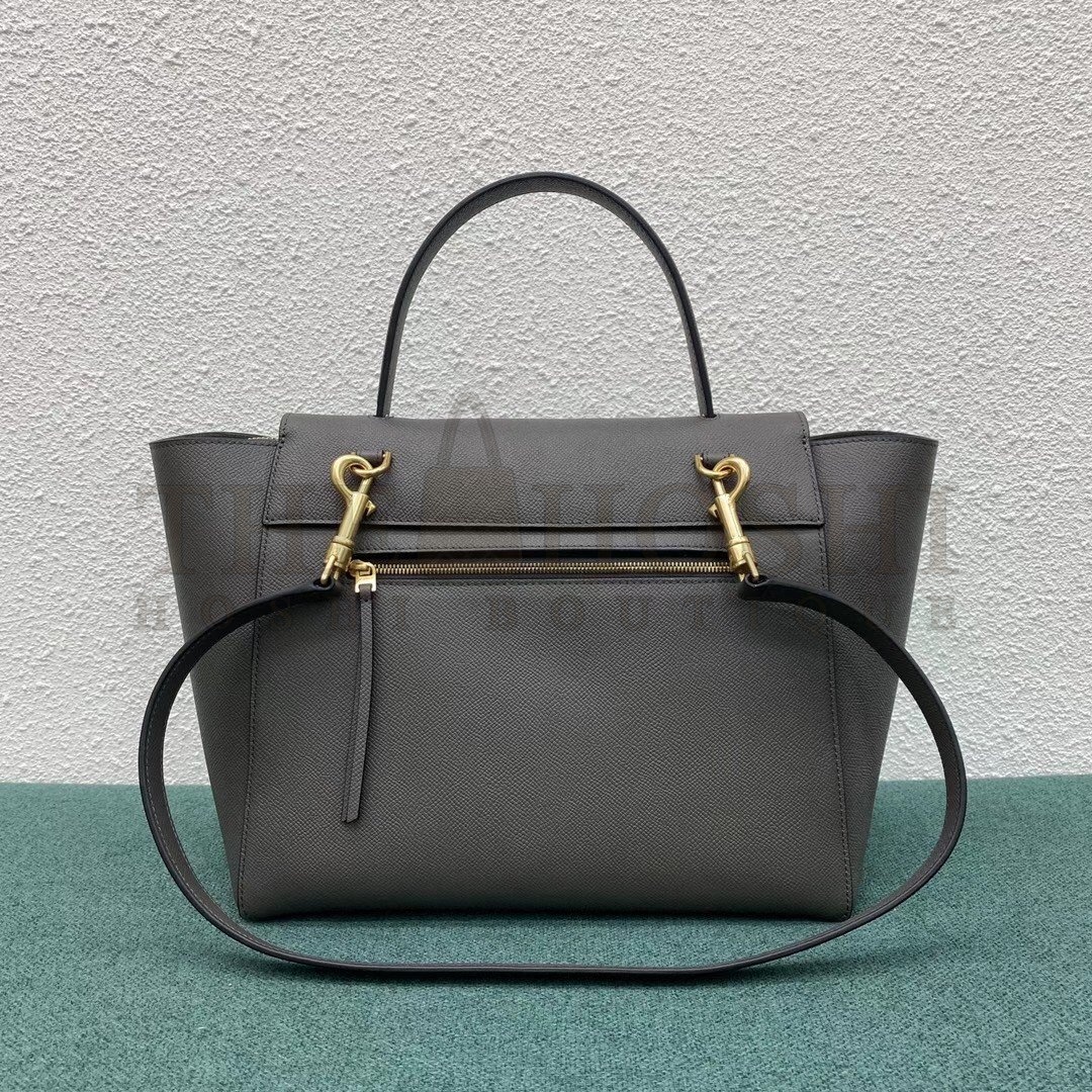 Ce1i*e Belt Mini Bag In Grey Grained Calfskin Master Quality