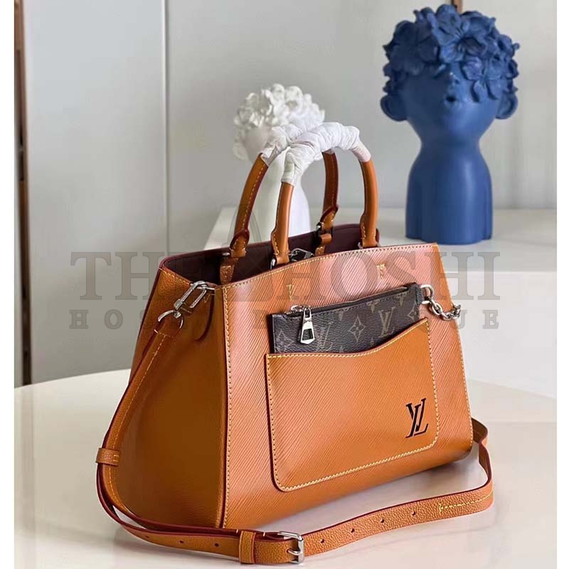 L0vis Vvtt0n LV Women Marelle Tote MM Gold Miel Brown Epi Grained Cowhide Master Quality