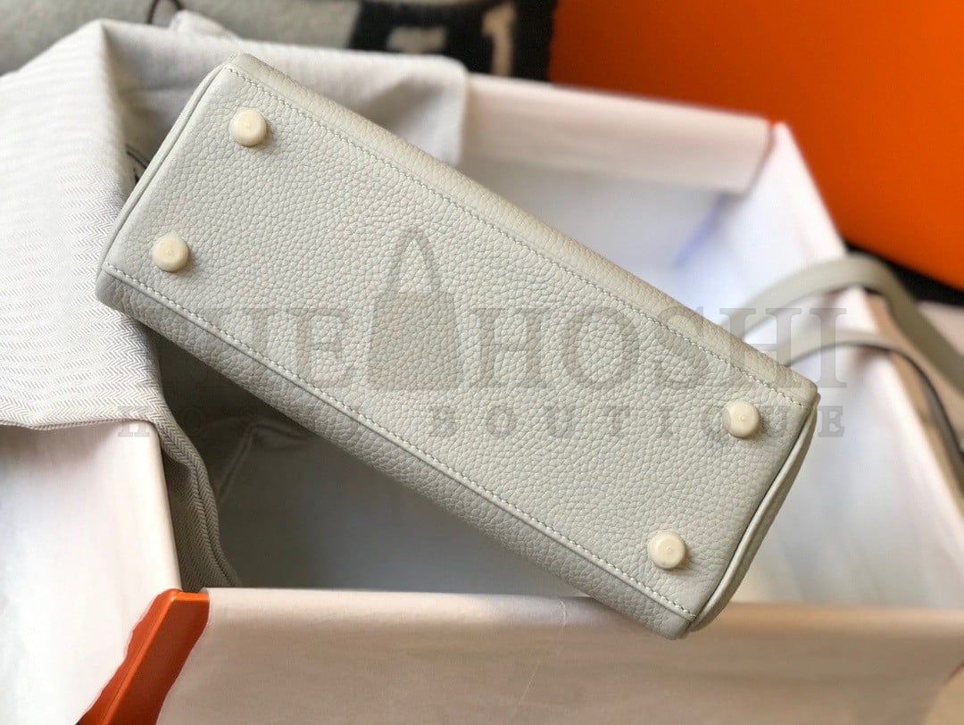 H**me5 Kelly 32cm Retourne Bag in Pearl Grey Clemence Leather GHW Master Quality