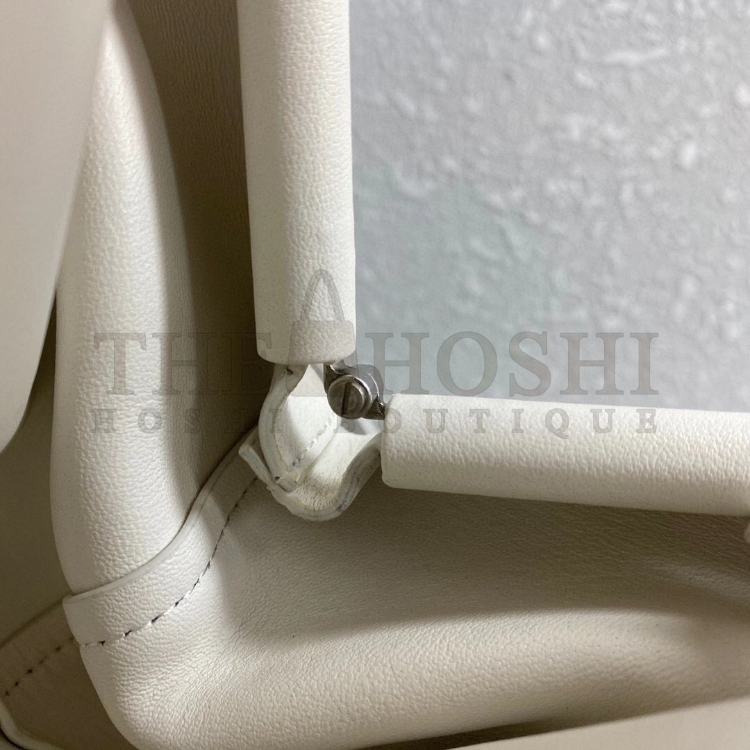 B0tt*ga Ven*ta Small Point Top Handle Bag In White Leather Master Quality