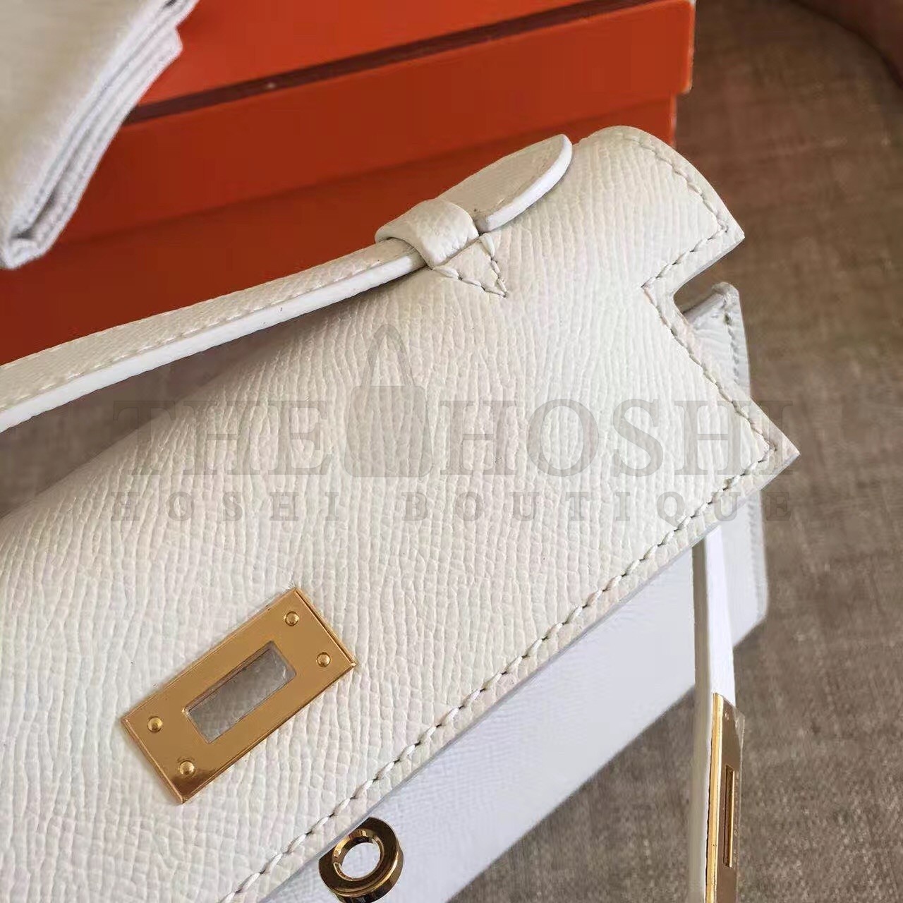 H**me5 White Kelly Pochette Epsom Handmade Bag Master Quality