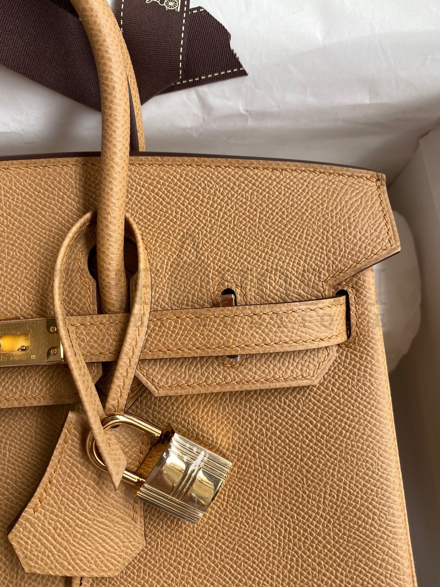 H**me5 Birkin 25 Retourne Handmade Bag In Biscuit Epsom Calfskin Master Quality