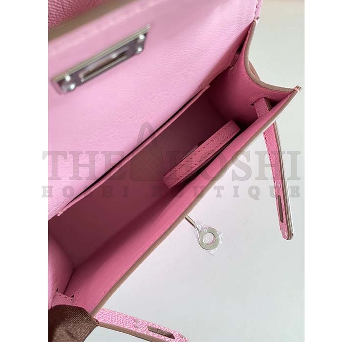 H**me5 Women Mini Kelly 20 Bag Epsom Leather Silver Hardware-Light Purple Master Quality