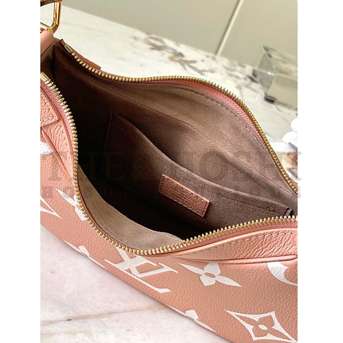 L0vis Vvtt0n LV Women Bagatelle Mini Hobo Handbag Pink Embossed Grained Cowhide Leather Master Quality