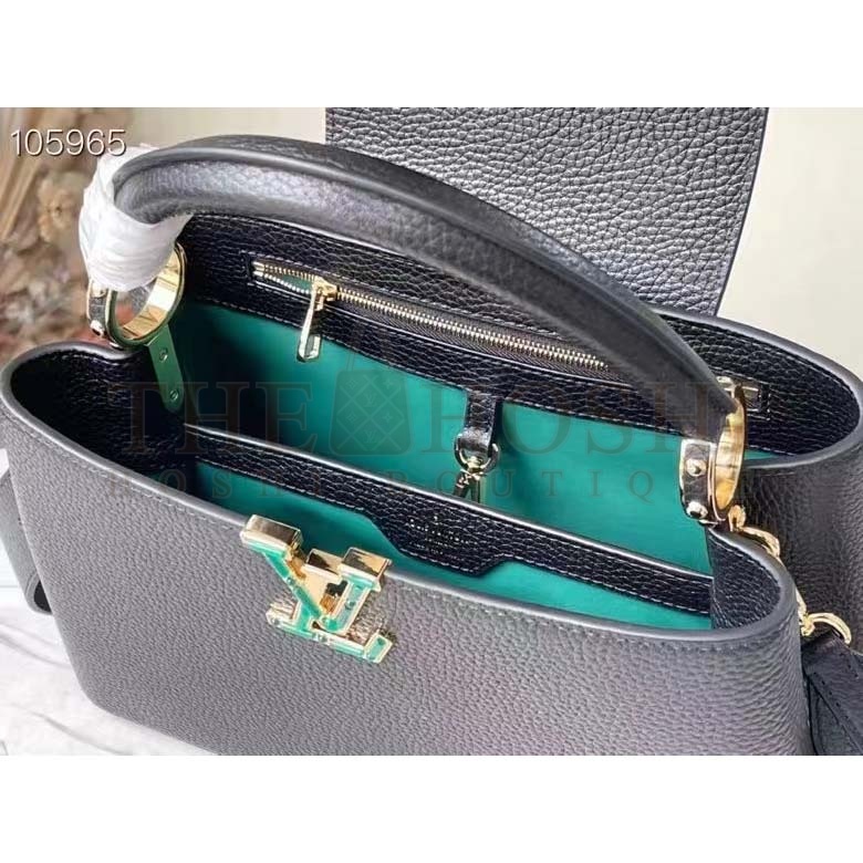 L0vis Vvtt0n LV Women Capucines BB Handbag Black Taurillon Cowhide Leather Master Quality